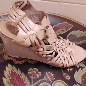 NAUGHTY MONKEY Dually Noted Leather Wedge sandal